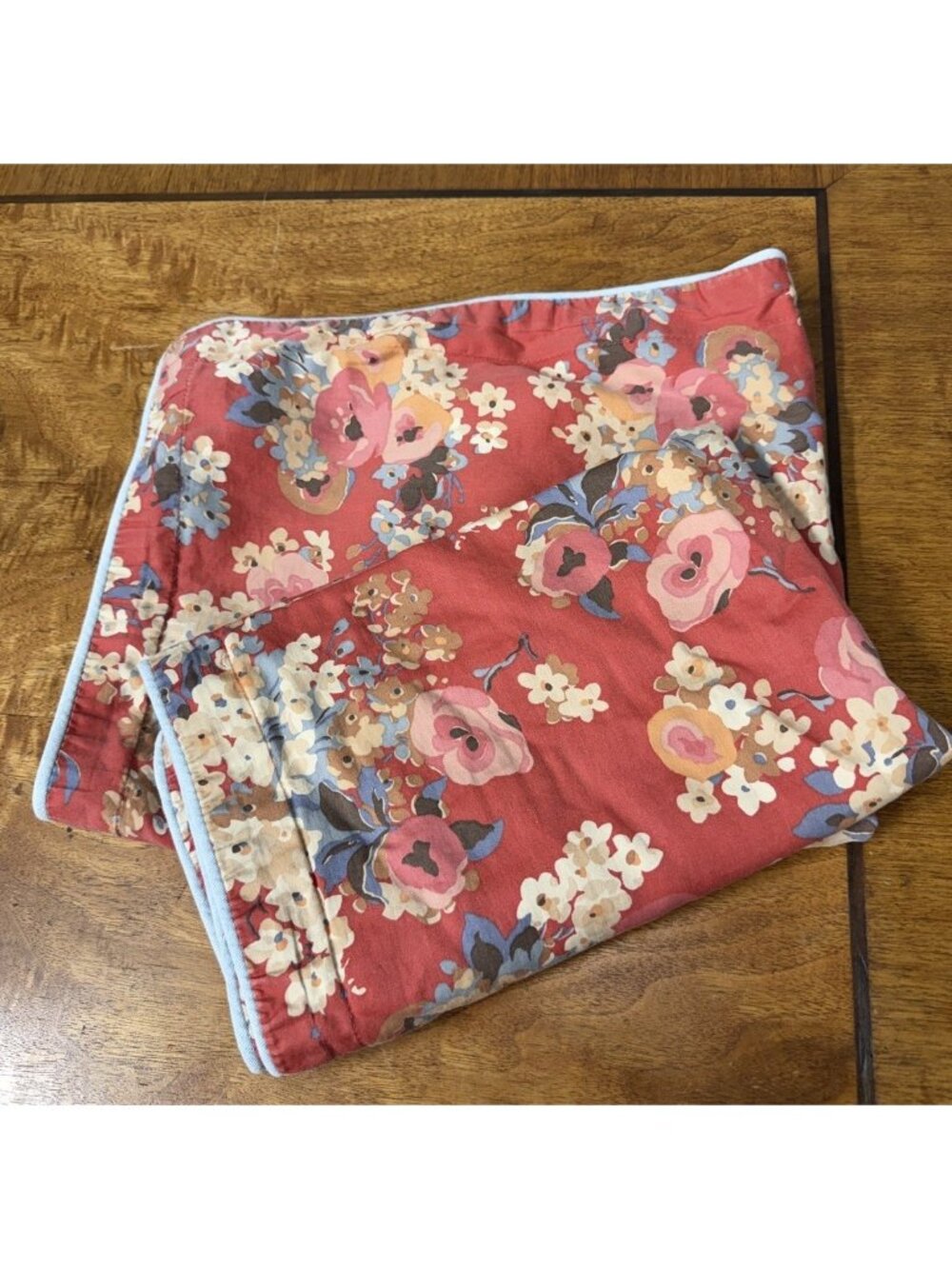 2 Vtg Ralph Lauren standard pillow shams Madeline red floral English Garden Soft